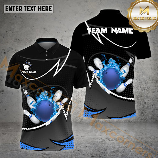Maxcorners Bowling Ball Fire Premium Multicolor Options Personalized Name, Team Name 3D Shirt (4 Colors)