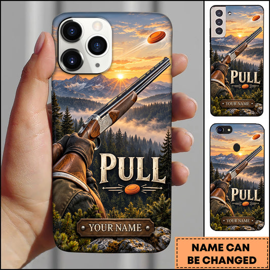Maxcorners Trap Shooting Shooter Shotgun Sunset Clay Targets Personalized Name 3D Phone Case