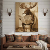 Maxcorners Moose Reading Wildlife Gazette in Bathroom Wrapped Canvas