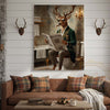 Maxcorners Deer Reading DeerNews in Bathroom Wrapped Canvas