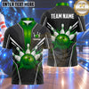 Maxcorners Bowling Bowling Ball Explosive Splash Crashing Pins Carbon Fiber Pattern Racing Stripes Multi Options Personalized Name, Team Name Unisex 3D Shirt (4 Colors)