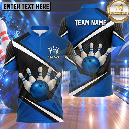 Maxcorners Bowling Bowling Ball Crashing Pins Dynamic Diagonal Racing Stripes Carbon Fiber Texture Multi Options Personalized Name, Team Name Unisex 3D Shirt (4 Colors)