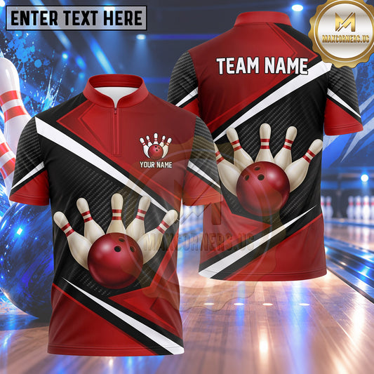 Maxcorners Bowling Bowling Ball Crashing Pins Dynamic Diagonal Racing Stripes Carbon Fiber Texture Multi Options Personalized Name, Team Name Unisex 3D Shirt (4 Colors)