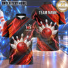 Maxcorners Bowling Electric Lightning Bolt Impact Bowling Ball Strike Crashing Pins Carbon Fiber Texture Multi Options Personalized Name, Team Name Unisex 3D Shirt (4 Colors)