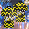 Maxcorners Bowling Chevron Zigzag Pattern Bowling Ball Crashing Pins Carbon Fiber Texture Multi Options Personalized Name, Team Name Unisex 3D Shirt (4 Colors)