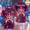 Maxcorners Bowling Diamond Crystal Pattern Royal Crown Bowling Ball Strike Crashing Pins Multi Options Personalized Name, Team Name Unisex 3D Shirt (4 Colors)