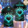 Maxcorners Bowling Twin Dragons Flame Bowling Ball Crashing Pins Dragon Scale Texture Multi Options Personalized Name, Team Name Unisex 3D Shirt (4 Colors)
