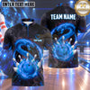Maxcorners Bowling Venomous Snake Viper Flame Aura Smoke Bowling Ball Strike Crashing Pins Multi Options Personalized Name, Team Name Unisex 3D Shirt (4 Colors)