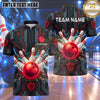 Maxcorners Bowling Cyberpunk High Tech Circuit Board Electric Lightning Shattered Glass Bowling Ball Strike Crashing Pins Multi Options Personalized Name, Team Name Unisex 3D Shirt (4 Colors)