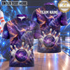 Maxcorners Bowling Fiery Phoenix Cosmic Galaxy Nebula Space Bowling Ball Strike Crashing Pins Multi Options Personalized Name, Team Name Unisex 3D Shirt (4 Colors)