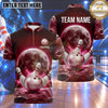 Maxcorners Bowling Full Moon Lunar Surface Crater Cosmic Galaxy Bowling Ball Strike Crashing Pins Multi Options Personalized Name, Team Name Unisex 3D Shirt (4 Colors)