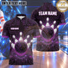 Maxcorners Bowling High Tech Microchip Circuit Board Glow Bowling Ball Strike Crashing Pins Multi Options Personalized Name, Team Name Unisex 3D Shirt (4 Colors)