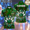 Maxcorners Bowling Polygon Stained Glass Mosaic Geometric Pattern Bowling Ball Strike Crashing Pins Multi Options Personalized Name, Team Name Unisex 3D Shirt (4 Colors)