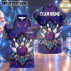 Maxcorners Bowling Polygon Stained Glass Mosaic Geometric Pattern Bowling Ball Strike Crashing Pins Multi Options Personalized Name, Team Name Unisex 3D Shirt (4 Colors)