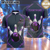 Maxcorners Bowling Pinstripe Pattern Hexagon Geometric Frame Bowling Ball Strike Crashing Pins Multi Options Personalized Name, Team Name Unisex 3D Shirt (4 Colors)