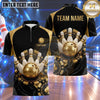 Maxcorners Bowling Casino Poker Chips Suits Playing Cards Symbol Bowling Ball Crashing Pins Multi Options Personalized Name, Team Name Unisex 3D Shirt (4 Colors)
