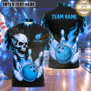 Maxcorners Bowling Fiery Flaming Skull Smoke Bowling Ball Strike Crashing Pins Multi Options Personalized Name, Team Name Unisex 3D Shirt (5 Colors)