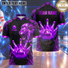 Maxcorners Bowling Fierce Roaring Lion Head Damask Pattern Frame Bowling Ball Strike Crashing Pins Multi Options Personalized Name, Team Name Unisex 3D Shirt (5 Colors)