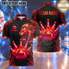 Maxcorners Bowling Fierce Roaring Lion Head Damask Pattern Frame Bowling Ball Strike Crashing Pins Multi Options Personalized Name, Team Name Unisex 3D Shirt (5 Colors)