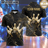Maxcorners Bowling Marble Texture Crack Electric Lightning Shockwave Bowling Ball Strike Crashing Pins Multi Options Personalized Name, Team Name Unisex 3D Shirt (5 Colors)
