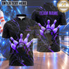 Maxcorners Bowling Marble Texture Crack Electric Lightning Shockwave Bowling Ball Strike Crashing Pins Multi Options Personalized Name, Team Name Unisex 3D Shirt (5 Colors)