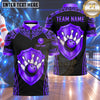 Maxcorners Bowling Medieval Knight Shield Filigree Damask Pattern Frame Bowling Ball Strike Crashing Pins Multi Options Personalized Name, Team Name Unisex 3D Shirt (5 Colors)