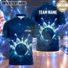 Maxcorners Bowling Galaxy Cosmic Nebula Energy Explosion Bowling Ball Strike Crashing Pins Multi Options Personalized Name, Team Name Unisex 3D Shirt (4 Colors)