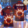 Maxcorners Bowling Galaxy Cosmic Nebula Energy Explosion Bowling Ball Strike Crashing Pins Multi Options Personalized Name, Team Name Unisex 3D Shirt (4 Colors)
