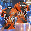 Maxcorners Bowling Flame Bowling Ball Crashing Pins Carbon Fiber Texture Racing Stripes Multi Options Personalized Name, Team Name Unisex 3D Shirt (5 Colors)