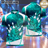 Maxcorners Bowling Ice Crystal Gemstones Frozen Glacier Burst Bowling Ball Strike Crashing Pins Multi Options Personalized Name, Team Name Unisex 3D Shirt (4 Colors)