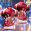 Maxcorners Bowling Ice Crystal Gemstones Frozen Glacier Burst Bowling Ball Strike Crashing Pins Multi Options Personalized Name, Team Name Unisex 3D Shirt (4 Colors)