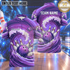 Maxcorners Bowling Ocean Waves Water Splash Swirls Bowling Ball Strike Crashing Pins Multi Options Personalized Name, Team Name Unisex 3D Shirt (4 Colors)