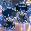 Maxcorners Bowling Diamond Crystal Gems Sparkle Pattern Frame Bowling Ball Strike Crashing Pins Multi Options Personalized Name, Team Name Unisex 3D Shirt (4 Colors)