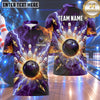 Maxcorners Bowling Inferno Flames Electric Lightning Shattered Crystal Rocks Bowling Ball Strike Crashing Pins Multi Options Personalized Name, Team Name Unisex 3D Shirt (4 Colors)