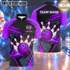 Maxcorners Bowling Bowling Ball Strike Crashing Pins Geometric Motion Swoosh Carbon Fiber Pattern Multi Options Personalized Name, Team Name Unisex 3D Shirt (4 Colors)