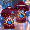 Maxcorners Bowling Retro 8-Bit Pixel Art Cyberpunk Grid Matrix Bowling Ball Strike Crashing Pins Multi Options Personalized Name, Team Name Unisex 3D Shirt (4 Colors)