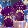 Maxcorners Bowling Tribal Swirl Flames Stars Pattern Frame Bowling Ball Strike Crashing Pins Multi Options Personalized Name, Team Name Unisex 3D Shirt (4 Colors)