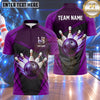 Maxcorners Bowling Bowling Ball Impact Energy Waves Crashing Pins Sleek Carbon Fiber Panel Multi Options Personalized Name, Team Name Unisex 3D Shirt (4 Colors)