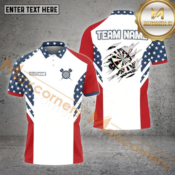 Maxcorners Darts American Flag Pattern Mutilcolor Options Personalized Name, Team Name 3D Shirts