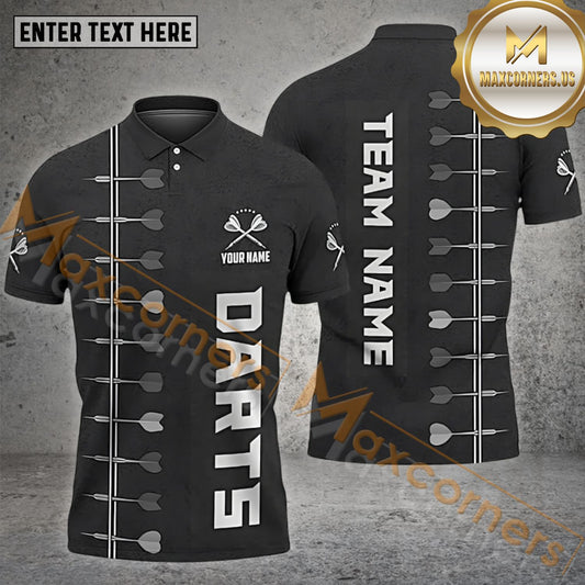 Maxcorners Darts Arrown Line Pattern Multicolor Options Personalized Name, Team Name 3D Polo Shirt (4 Colors)