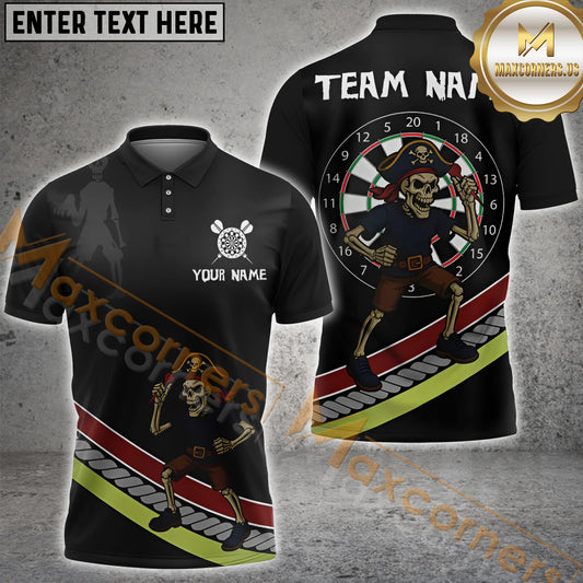 Maxcorners Darts With Skeleton Holding Dart Arrow And Colorful Dartboard Options Personalized Name, Team Name 3D Shirt