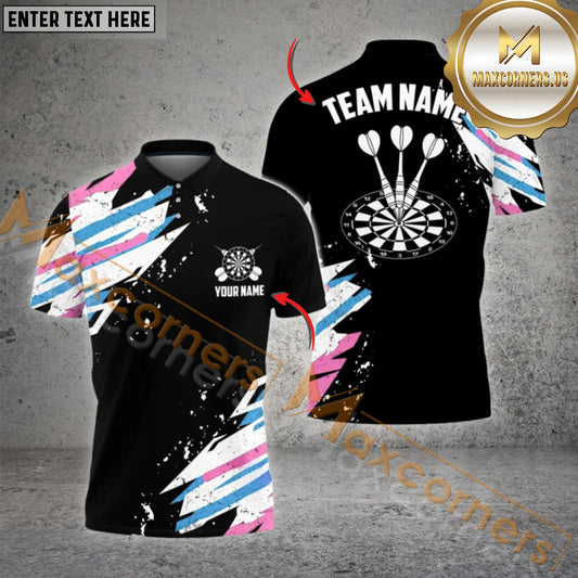 Maxcorners Darts Mix Color Basic Personalized Name, Team Name 3D Polo Shirt (4 Colors)