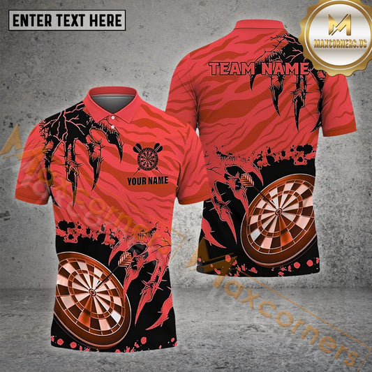 Maxcorners Darts Claws Tearing Devil  Pattern Multicolor Options Personalized Name, Team Name 3D Polo Shirt (4 Colors)