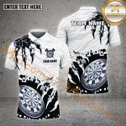 Maxcorners Darts Claws Tearing Devil  Pattern Multicolor Options Personalized Name, Team Name 3D Polo Shirt (4 Colors)