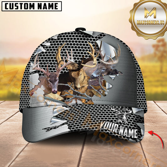 Maxcorners Hunting Trio Forest Metal Mesh Ripped Pattern Cap Personalized Name 3D Cap For Dalton DuRossette
