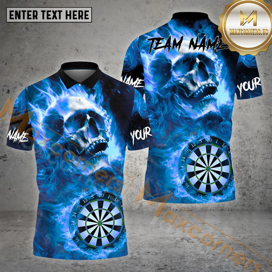 Maxcorner Darts Fire Skull Dartboard Pattern Multicolor Option Customized Name 3D Shirt (4 Colors)