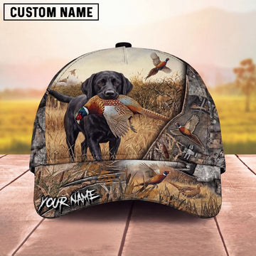 Maxcorners Hunting Dog Pheasant Hunting Country Field Camo Badge Personalized Name 3D Cap