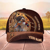 Maxcorners Hunting Dog Pheasant Hunting Zipper Detail Leather Flying Ducks Personalized Name 3D Cap