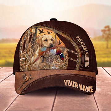 Maxcorners Hunting Dog Pheasant Hunting Zipper Detail Leather Flying Ducks Personalized Name 3D Cap