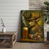 Maxcorners Deer Cowboy With Beer And Cigar Rustic Bar Wall Art Wrapped Canvas